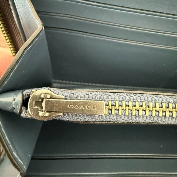 Coach Perforated Leather Zip Wallet - Gray - Picture 6 of 7